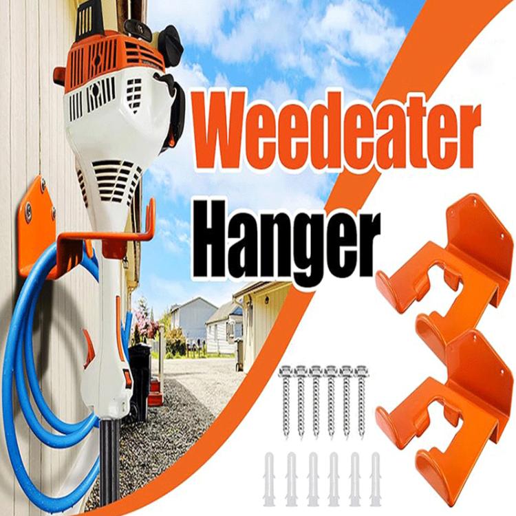 2pcs/Pack Wall Mounted Lawn Mower Dual Hook Stand Heavy Duty Storage Hanger - Orange