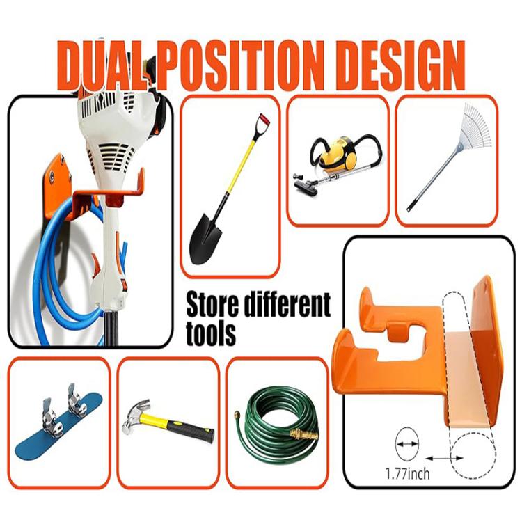 2pcs/Pack Wall Mounted Lawn Mower Dual Hook Stand Heavy Duty Storage Hanger - Orange