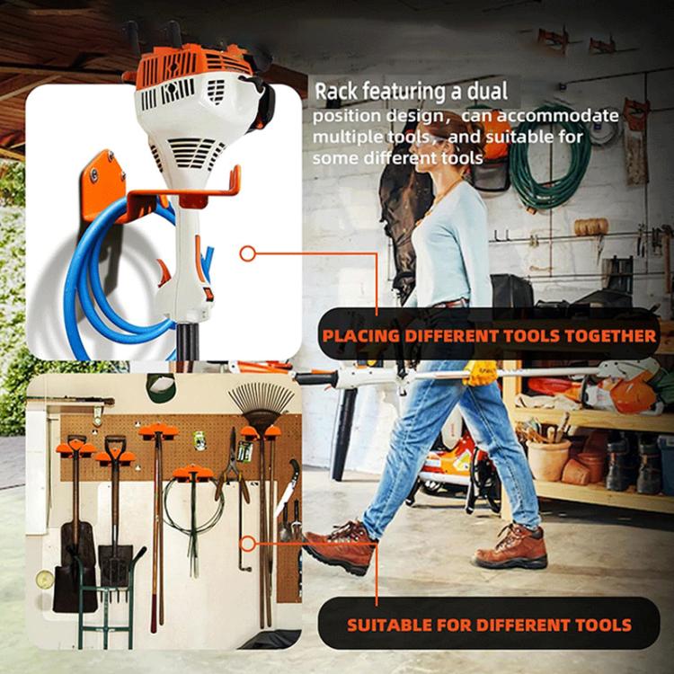 2pcs/Pack Wall Mounted Lawn Mower Dual Hook Stand Heavy Duty Storage Hanger - Orange