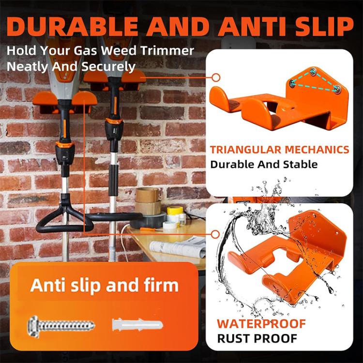 2pcs/Pack Wall Mounted Lawn Mower Dual Hook Stand Heavy Duty Storage Hanger - Orange