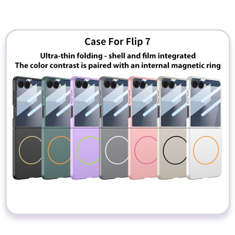 For Samsung Galaxy Z Flip7 5G GKK Integrated Ultra-thin Full Cover Contrast Color MagSafe Phone Case