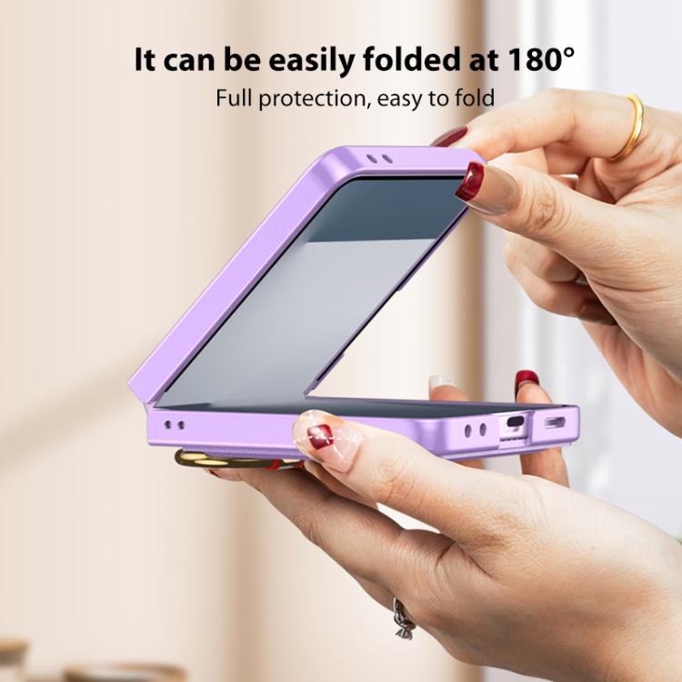 For Samsung Galaxy Z Flip7 5G GKK Integrated Ultra-thin Leather Card Slots Phone Case with Ring Holder