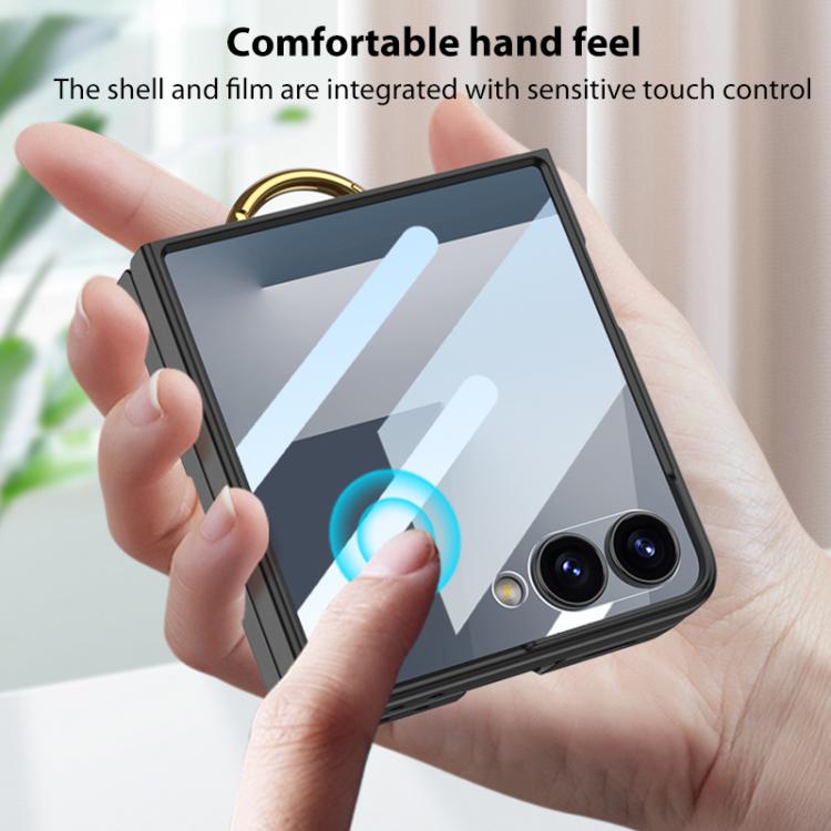 For Samsung Galaxy Z Flip7 5G GKK Integrated Ultra-thin Leather Card Slots Phone Case with Ring Holder