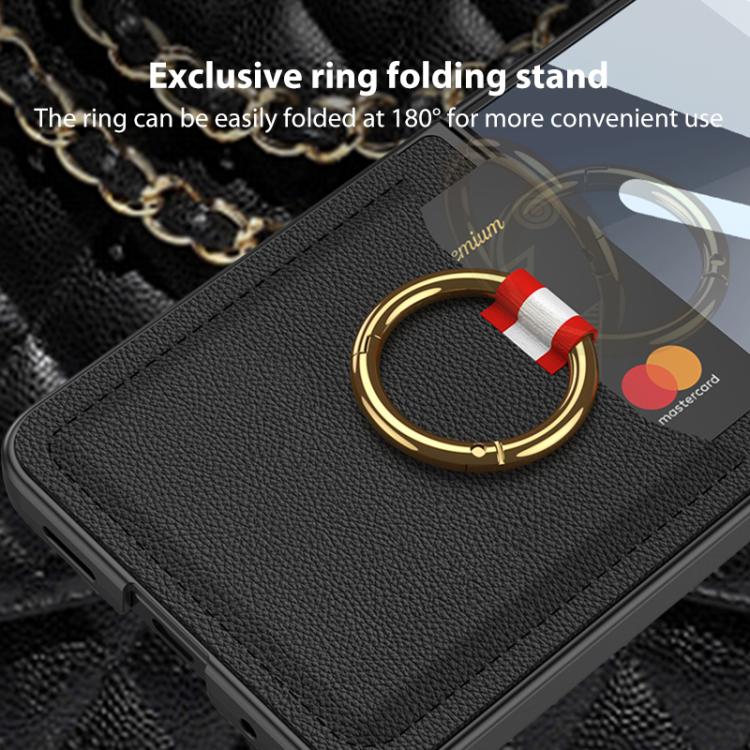 For Samsung Galaxy Z Flip7 5G GKK Integrated Ultra-thin Leather Card Slots Phone Case with Ring Holder