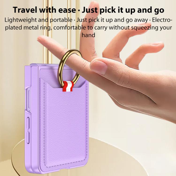 For Samsung Galaxy Z Flip7 5G GKK Integrated Ultra-thin Leather Card Slots Phone Case with Ring Holder