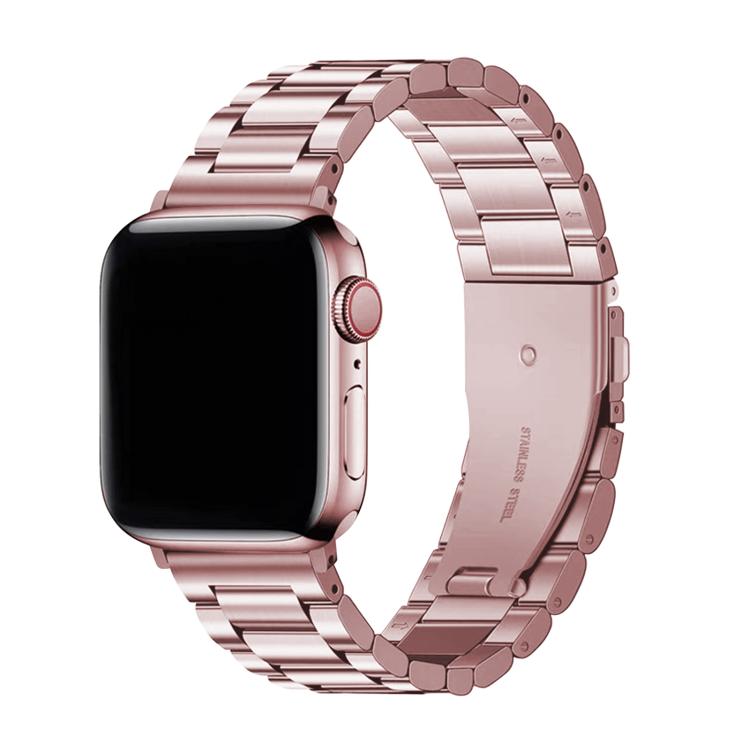For Apple Watch Series 10 42mm Three Beads Stainless Steel Watch Band with 3D Curved Film