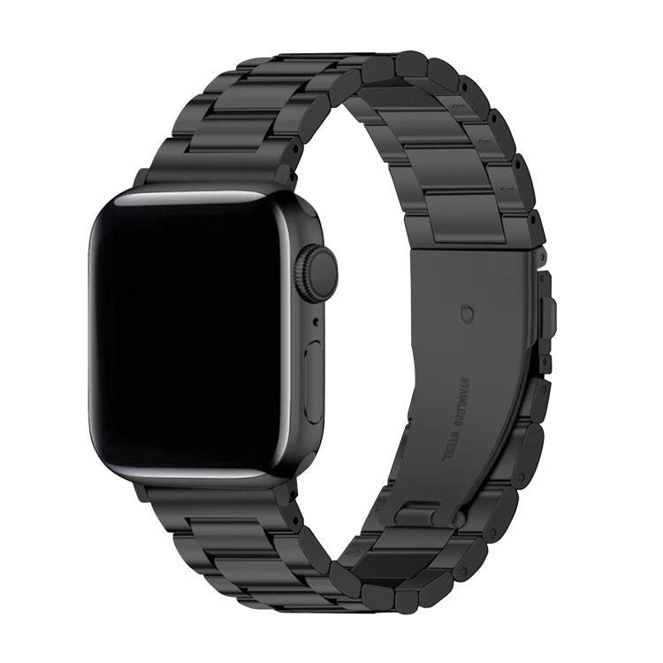 For Apple Watch Series 40mm Three Beads Stainless Steel Watch Band with 3D Curved Film