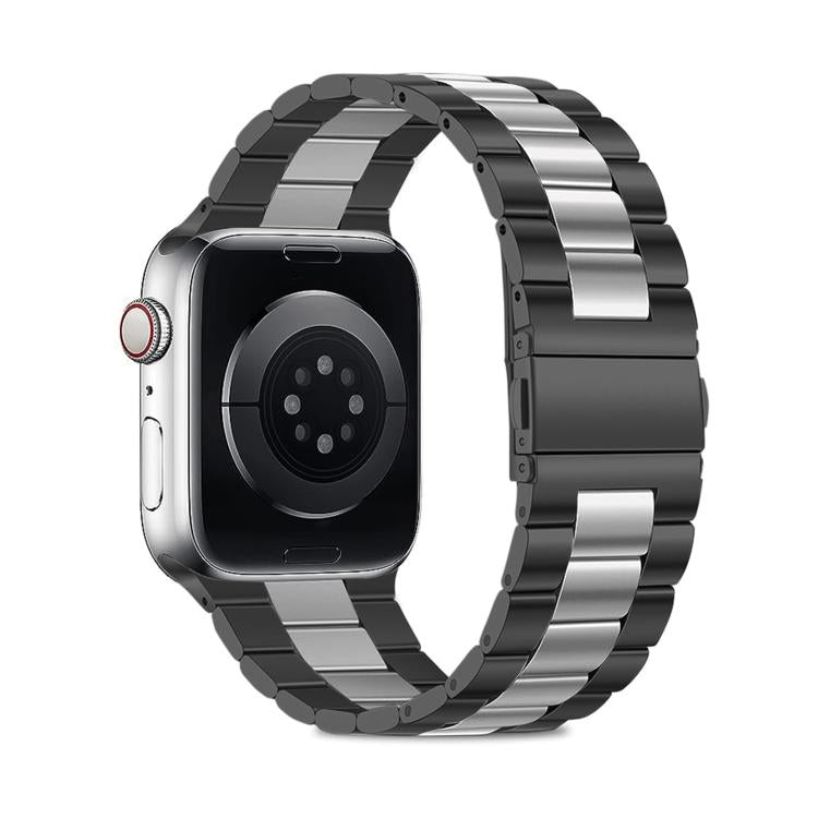 For Apple Watch Series 38mm Three Beads Stainless Steel Watch Band with 3D Curved Film