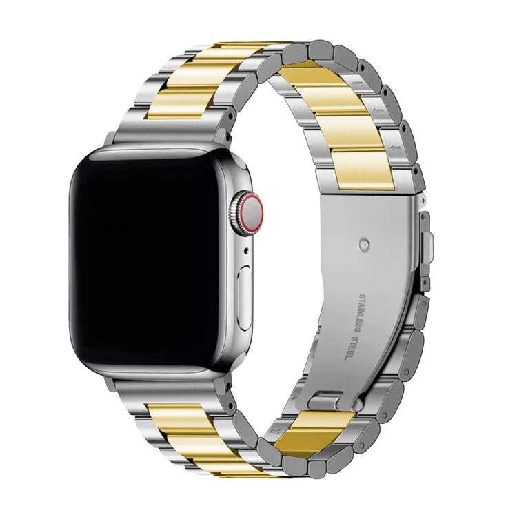 For Apple Watch Series 38mm Three Beads Stainless Steel Watch Band with 3D Curved Film