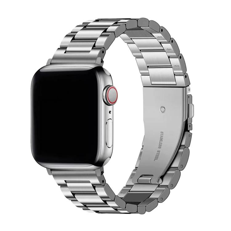 For Apple Watch Series 38mm Three Beads Stainless Steel Watch Band with 3D Curved Film