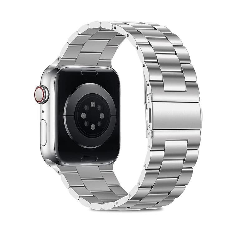 For Apple Watch Series 42mm Three Beads Stainless Steel Watch Band with 3D Curved Film