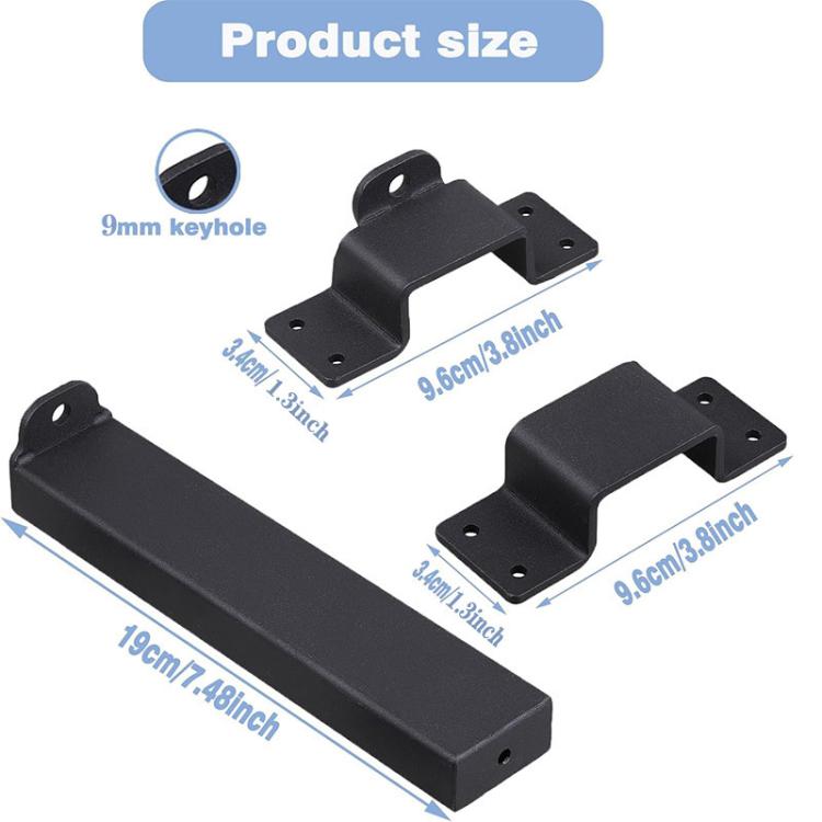 Heavy Duty Metal Door Lock Sliding Security Latch with Padlock Hole for Wooden Fence Yard - Black