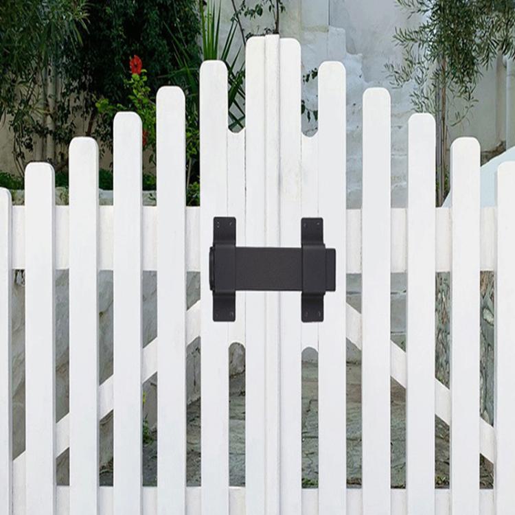 Heavy Duty Metal Door Lock Sliding Security Latch with Padlock Hole for Wooden Fence Yard - Black