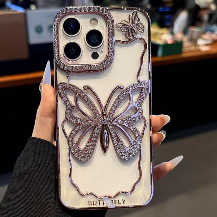 For iPhone 16 Pro Hollow Butterfly Electroplating TPU Phone Case