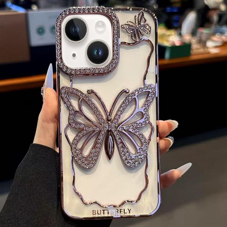 For iPhone 15 Hollow Butterfly Electroplating TPU Phone Case