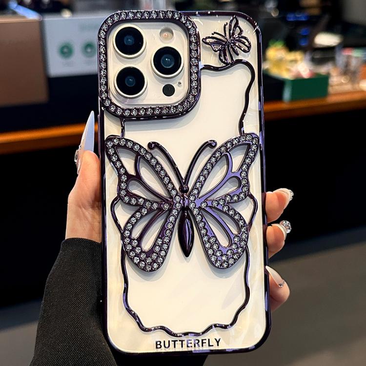 For iPhone 12 Pro Max Hollow Butterfly Electroplating TPU Phone Case