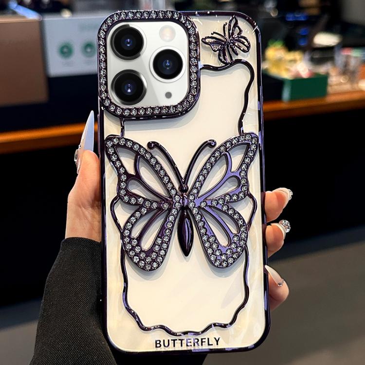 For iPhone 11 Pro Max Hollow Butterfly Electroplating TPU Phone Case