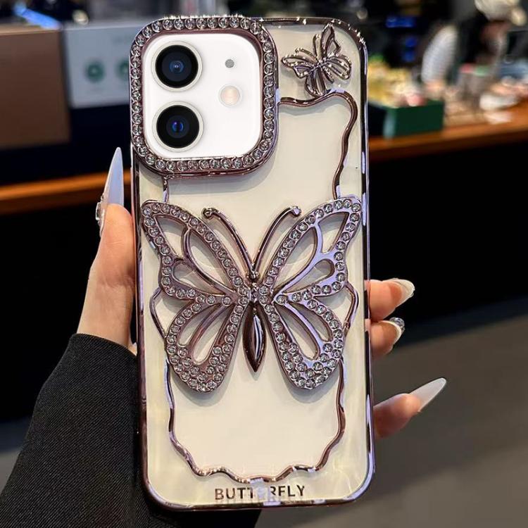 For iPhone 12 Hollow Butterfly Electroplating TPU Phone Case