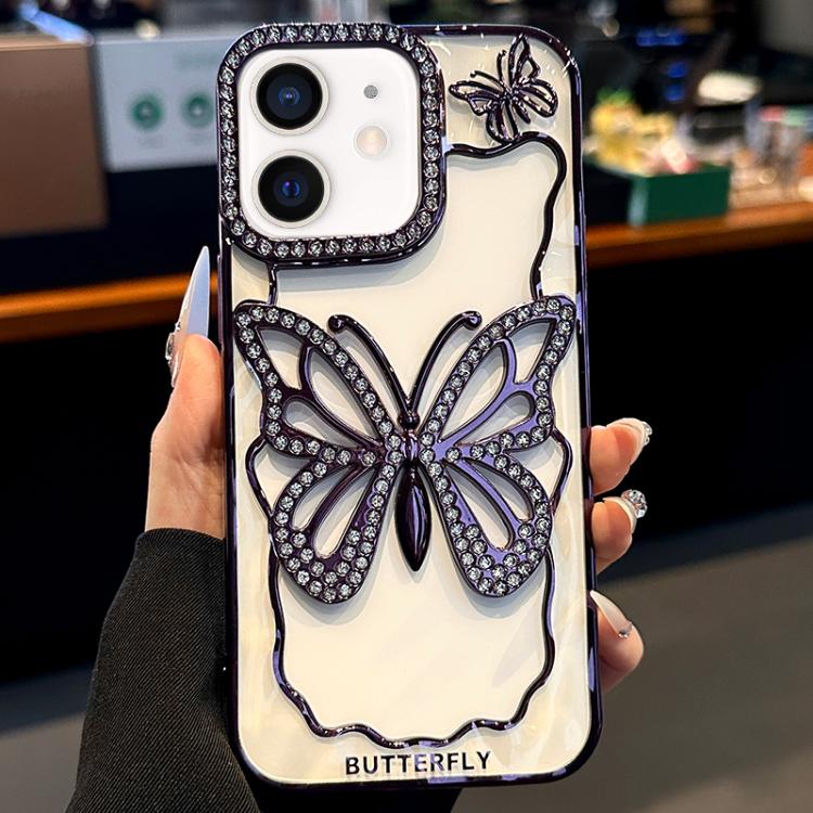 For iPhone 12 Hollow Butterfly Electroplating TPU Phone Case