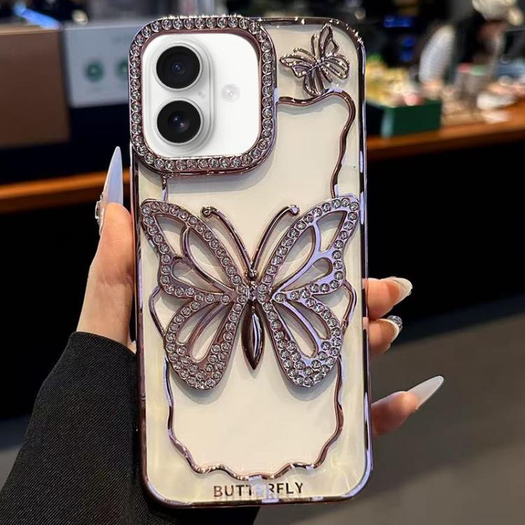 For iPhone 17 Hollow Butterfly Electroplating TPU Phone Case