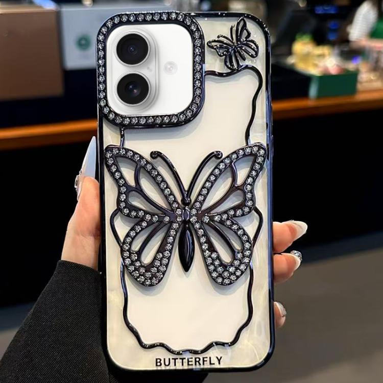 For iPhone 17 Hollow Butterfly Electroplating TPU Phone Case