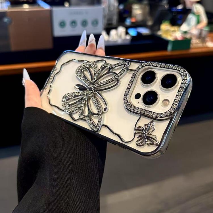 For iPhone 16 Pro Hollow Butterfly Electroplating TPU Phone Case