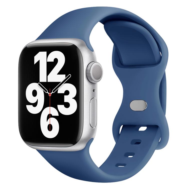 For Apple Watch Series 10 42mm Butterfly Buckle Silicone Watch Band with 3D Curved Film