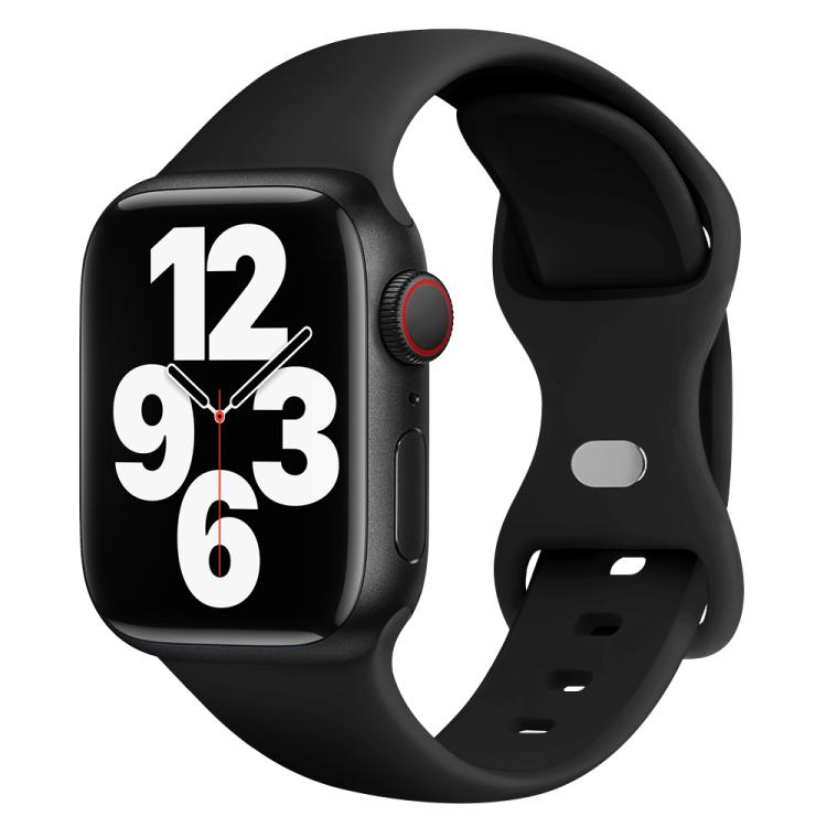 For Apple Watch Series 10 42mm Butterfly Buckle Silicone Watch Band with 3D Curved Film