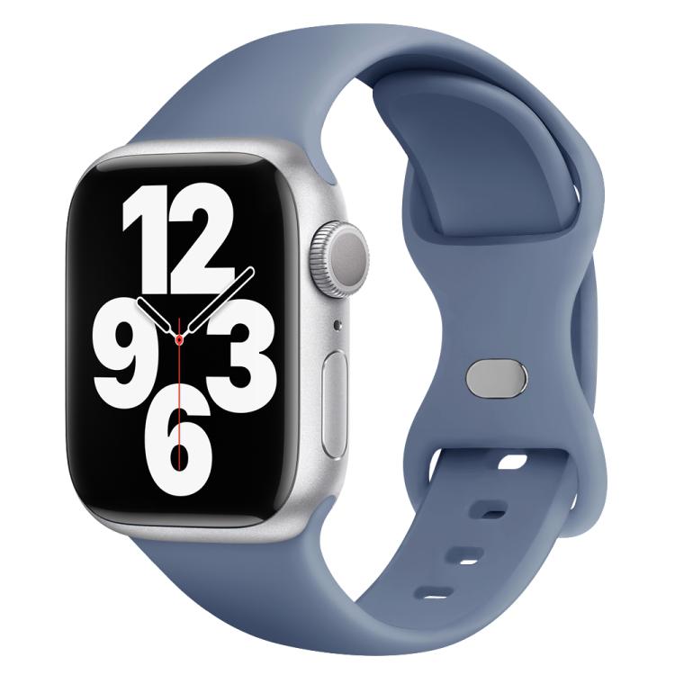 For Apple Watch Series 10 42mm Butterfly Buckle Silicone Watch Band with 3D Curved Film