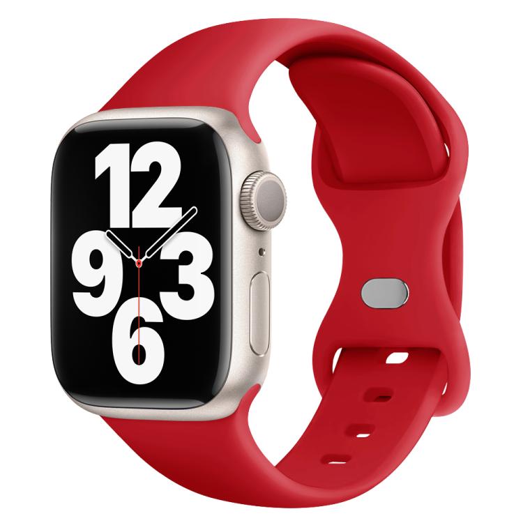 For Apple Watch Series 44mm Butterfly Buckle Silicone Watch Band with 3D Curved Film