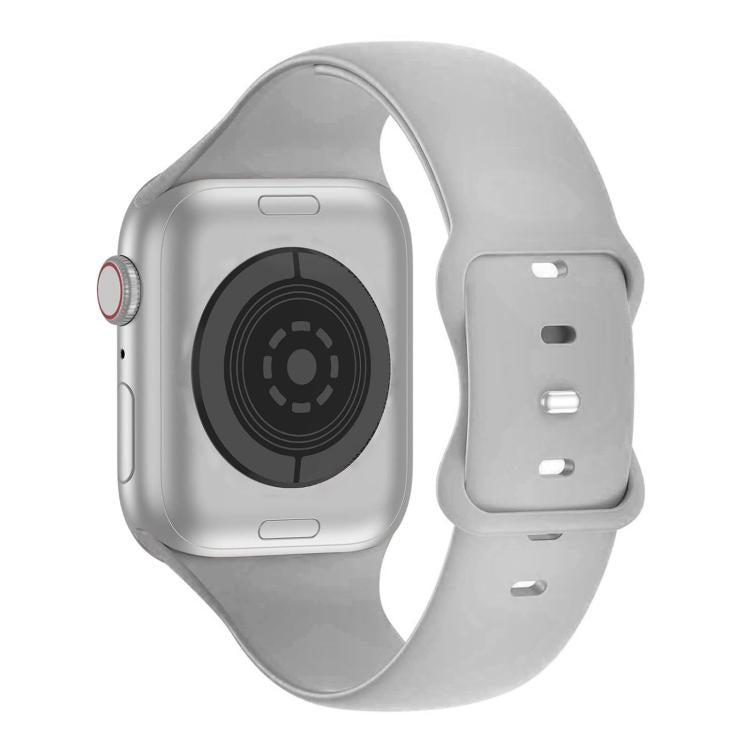 For Apple Watch Series 44mm Butterfly Buckle Silicone Watch Band with 3D Curved Film
