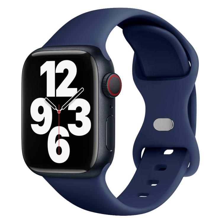 For Apple Watch Series 40mm Butterfly Buckle Silicone Watch Band with 3D Curved Film