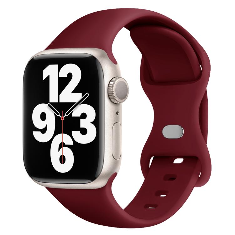 For Apple Watch Series 45mm Butterfly Buckle Silicone Watch Band with 3D Curved Film
