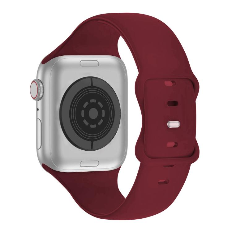 For Apple Watch Series 45mm Butterfly Buckle Silicone Watch Band with 3D Curved Film