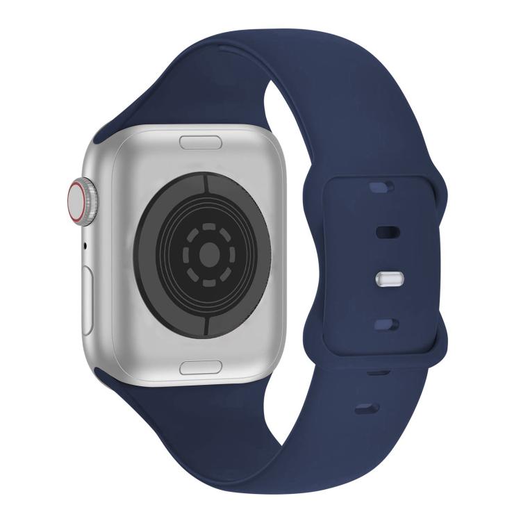 For Apple Watch Series 45mm Butterfly Buckle Silicone Watch Band with 3D Curved Film