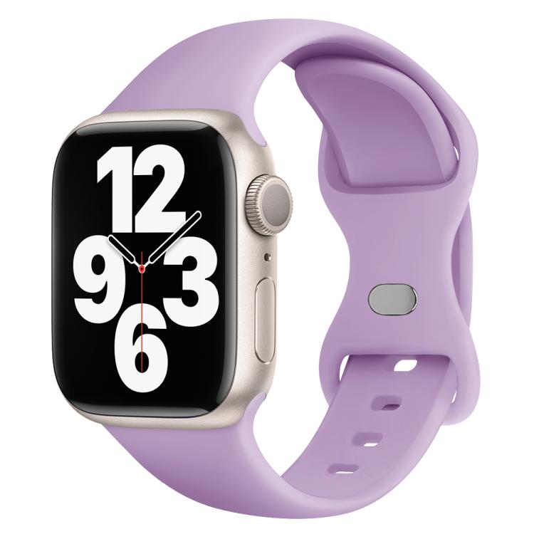 For Apple Watch Series 45mm Butterfly Buckle Silicone Watch Band with 3D Curved Film
