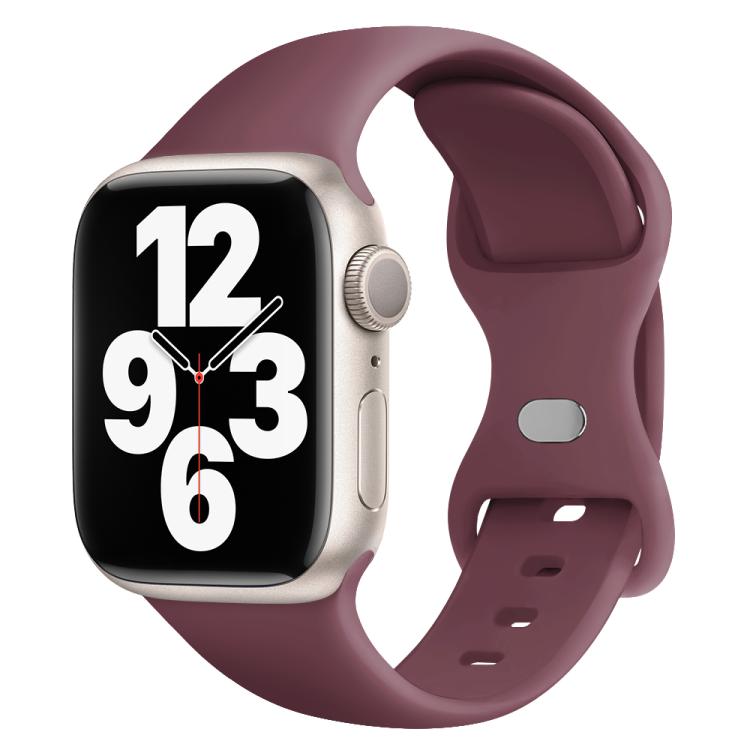 For Apple Watch Series 45mm Butterfly Buckle Silicone Watch Band with 3D Curved Film