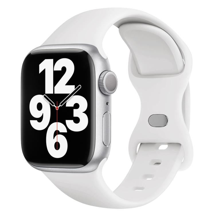 For Apple Watch Series 41mm Butterfly Buckle Silicone Watch Band with 3D Curved Film