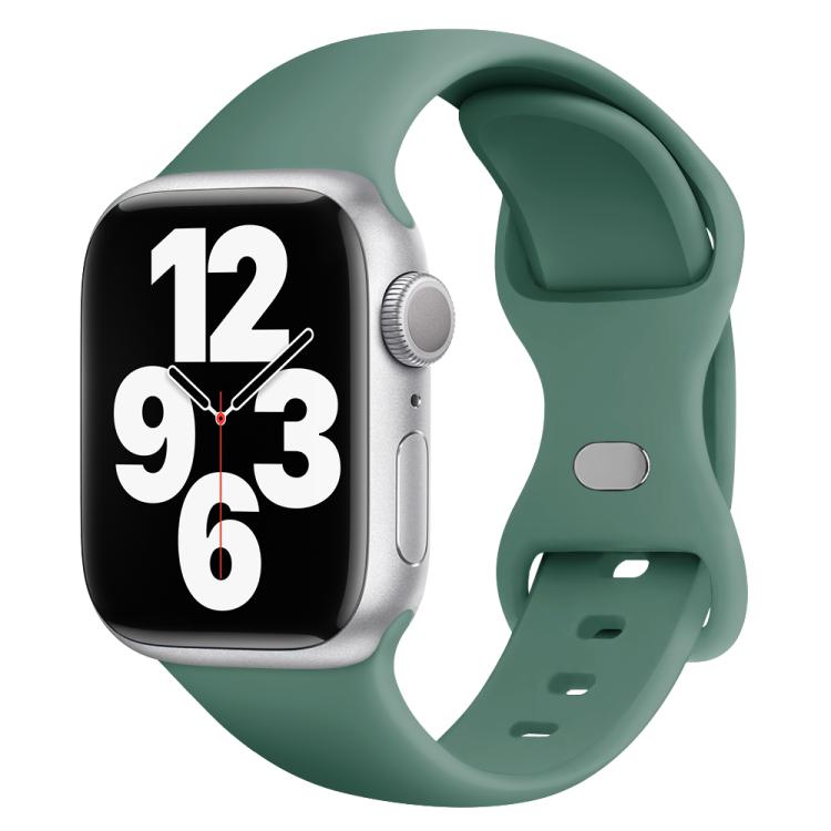 For Apple Watch Series 41mm Butterfly Buckle Silicone Watch Band with 3D Curved Film