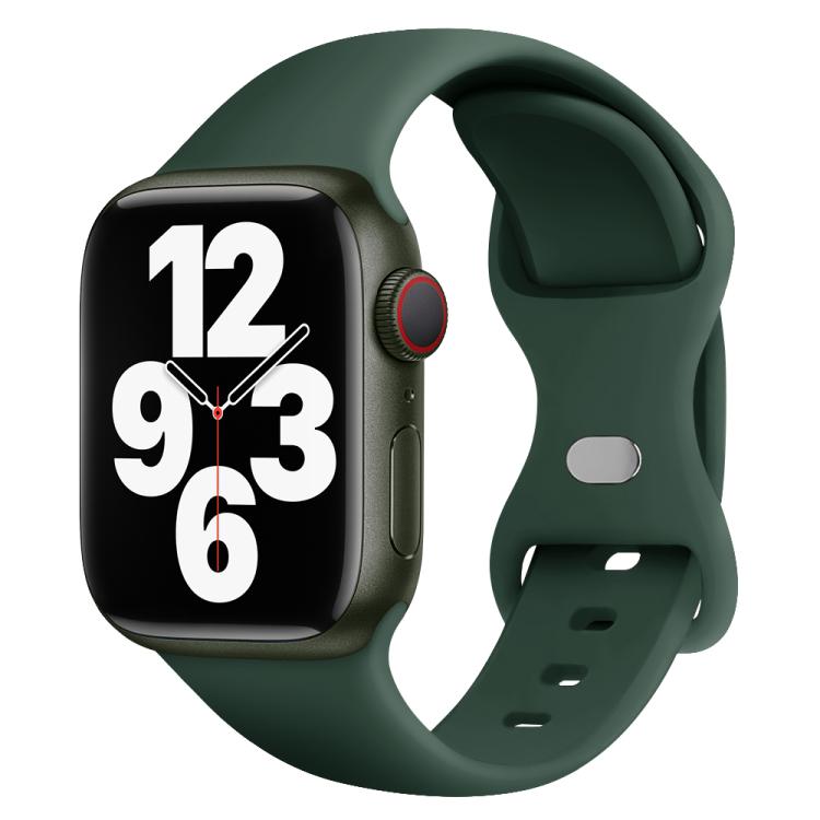 For Apple Watch Series 38mm Butterfly Buckle Silicone Watch Band with 3D Curved Film