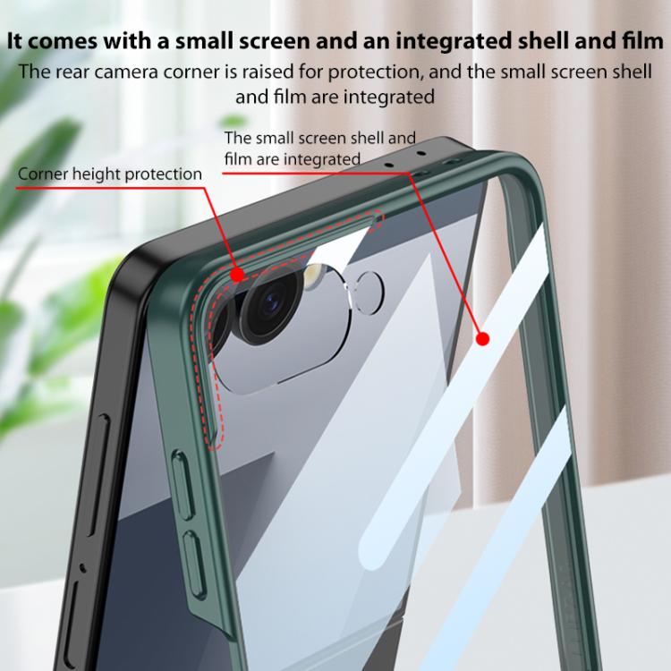 For Samsung Galaxy Z Flip7 5G GKK Integrated Ultra-thin Plain Leather Phone Case with Z Ring