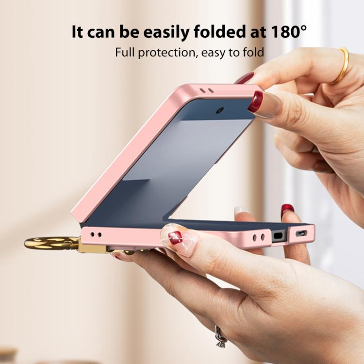 For Samsung Galaxy Z Flip7 5G GKK Integrated Ultra-thin Plain Leather Phone Case with Z Ring