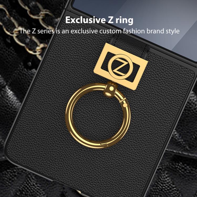 For Samsung Galaxy Z Flip7 5G GKK Integrated Ultra-thin Plain Leather Phone Case with Z Ring