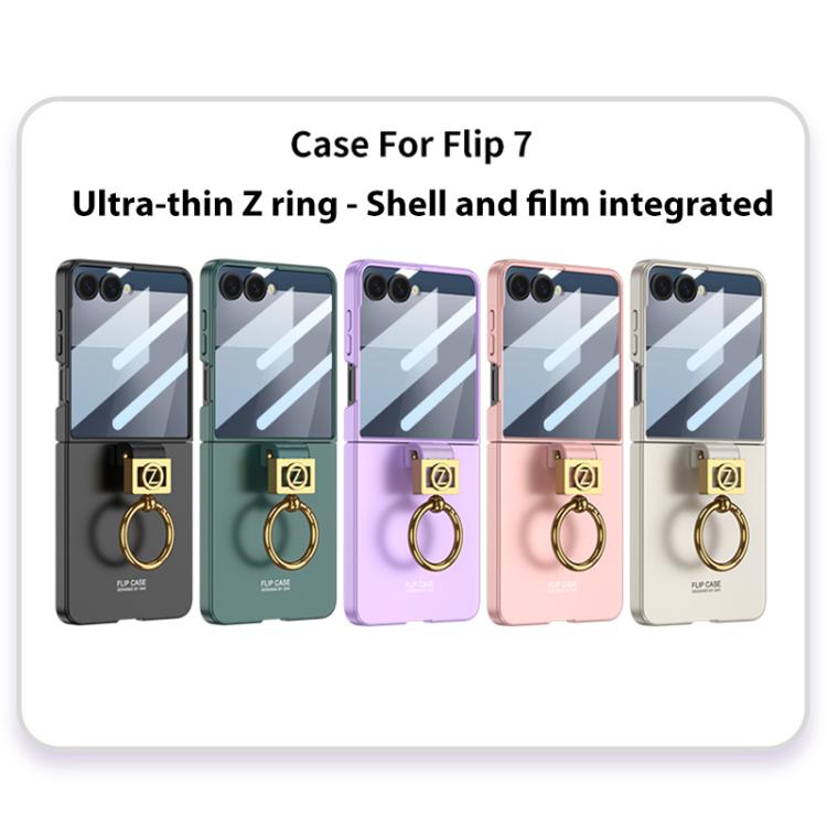 For Samsung Galaxy Z Flip7 5G GKK Integrated Ultra-thin Phone Case with Z Ring