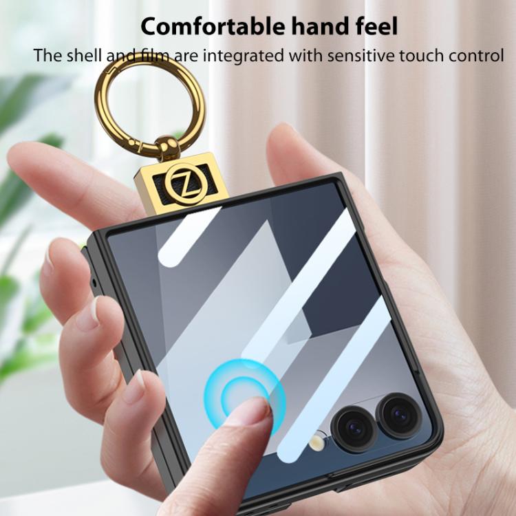 For Samsung Galaxy Z Flip7 5G GKK Integrated Ultra-thin Phone Case with Z Ring