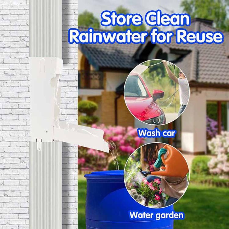 Rainwater Collector Downspout Rainwater Diverter for 3 x 4 inch Rectangular Downspout - White