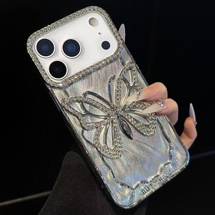 For iPhone 17 Pro Max Butterfly Electroplating TPU Phone Case with Epoxy Cardboard
