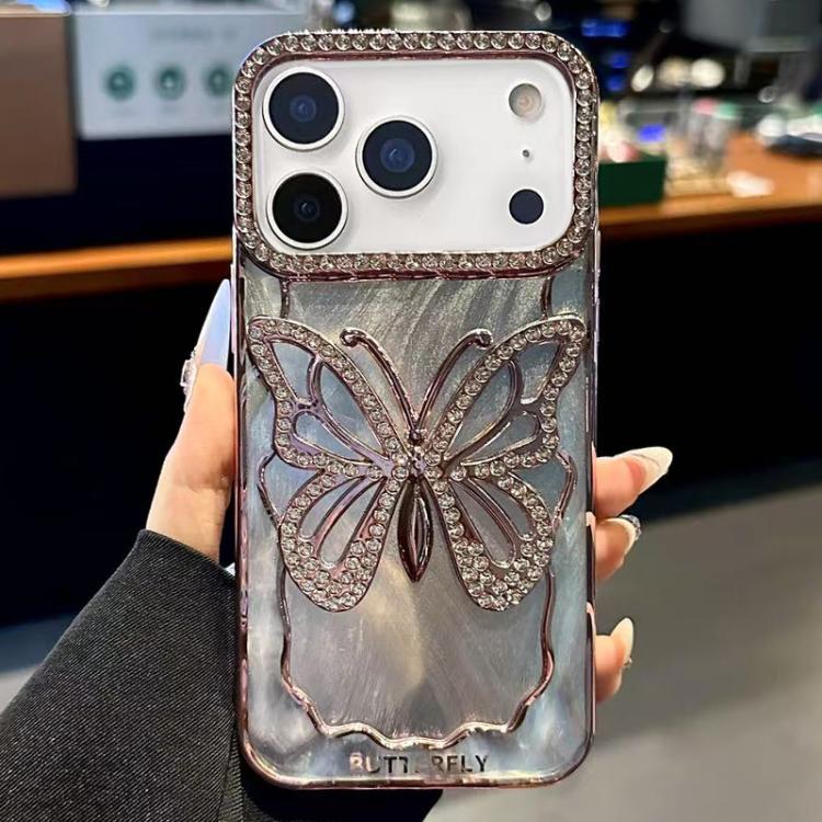 For iPhone 17 Pro Max Butterfly Electroplating TPU Phone Case with Epoxy Cardboard