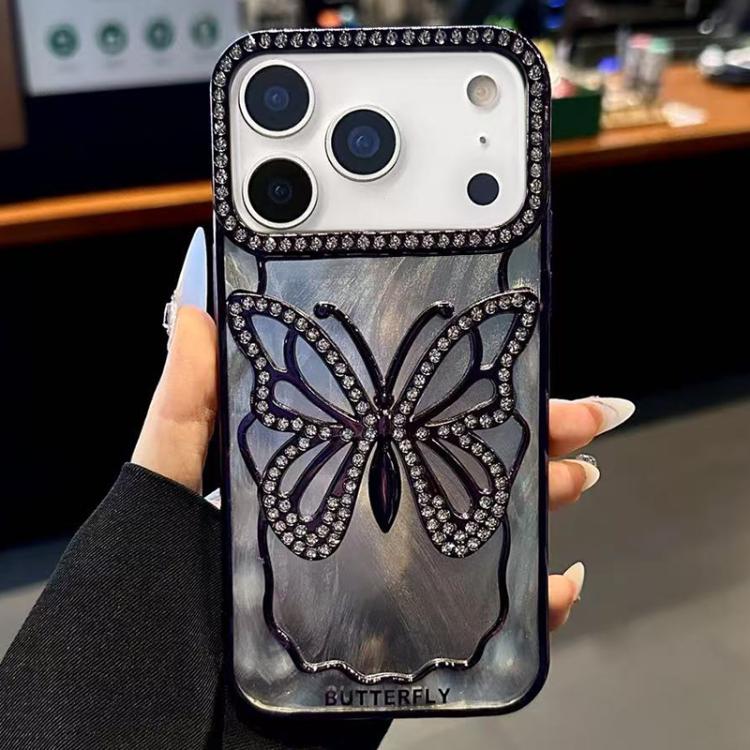 For iPhone 17 Pro Butterfly Electroplating TPU Phone Case with Epoxy Cardboard