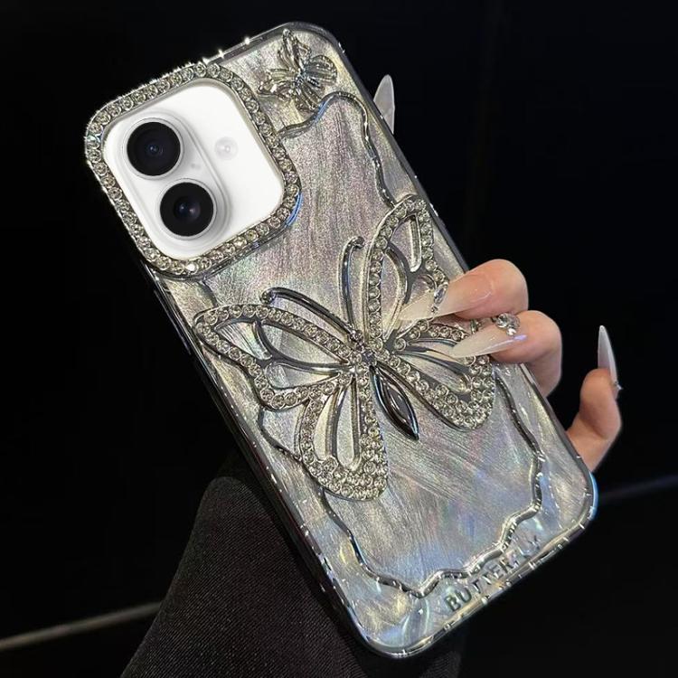 For iPhone 16 Butterfly Electroplating TPU Phone Case with Epoxy Cardboard